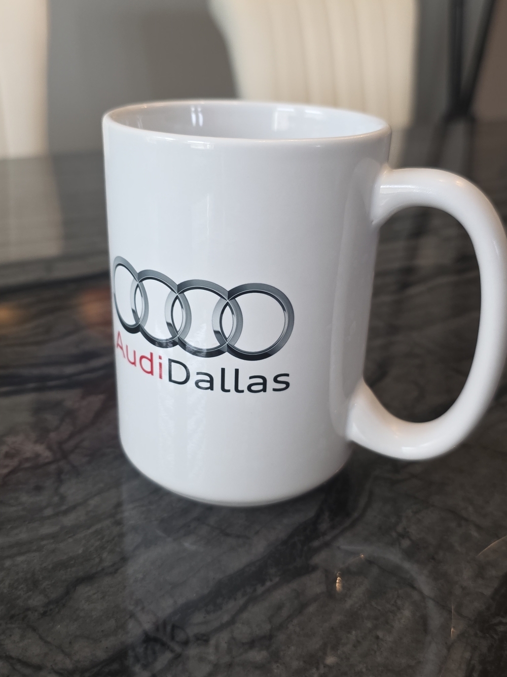 Audi Dallas White Ceramic Mug with Logo